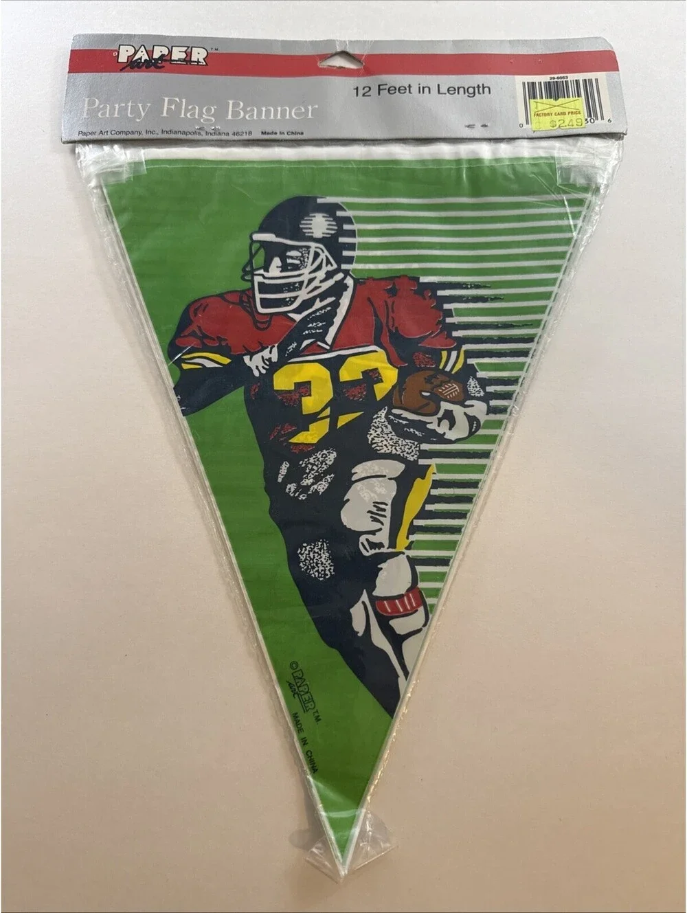 Vintage Green Football Party Flag Banner Paper Art Company Inc